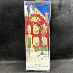 Dept 56 Village Frosted Bare Branch Tree Multi Color Lights Steady or‎ Flashing